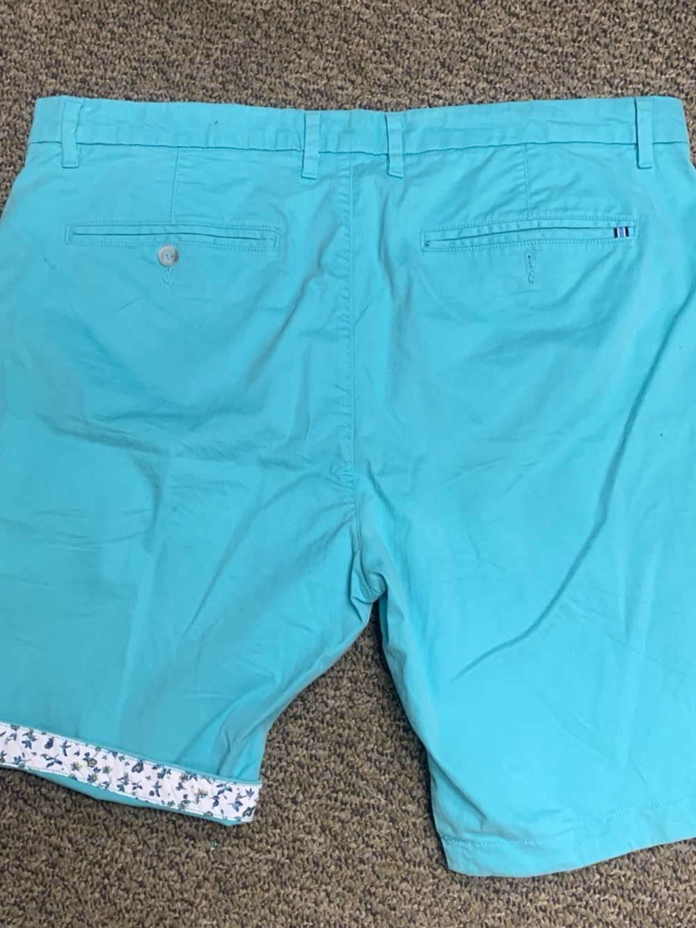 Denim & Flower Teal Shorts with Floral Lining - Picture 4 of 6